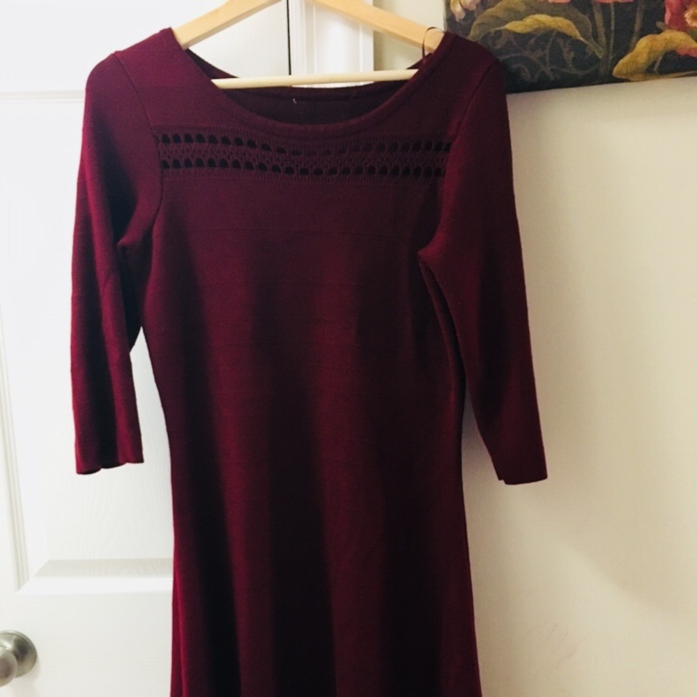 Sweater dress!!Dark RED